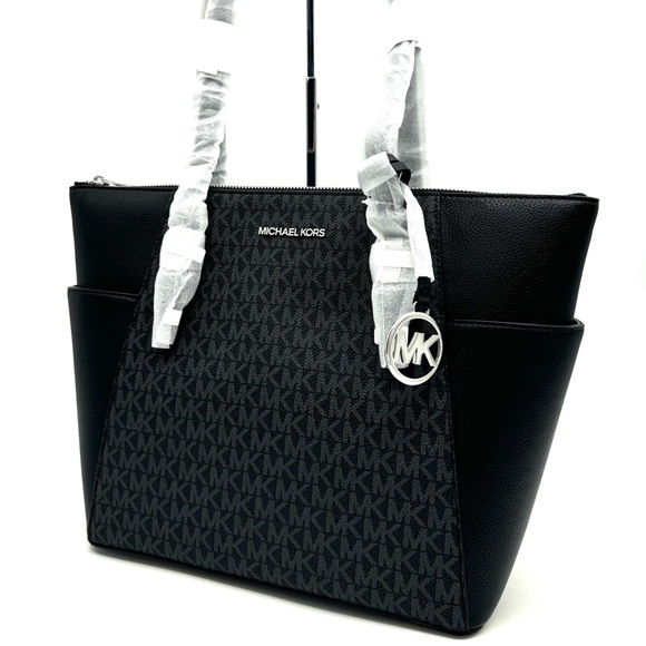 Michael Kors Handbags - Michael Kors Large Charlotte TZ Tote Bag Black/Silver